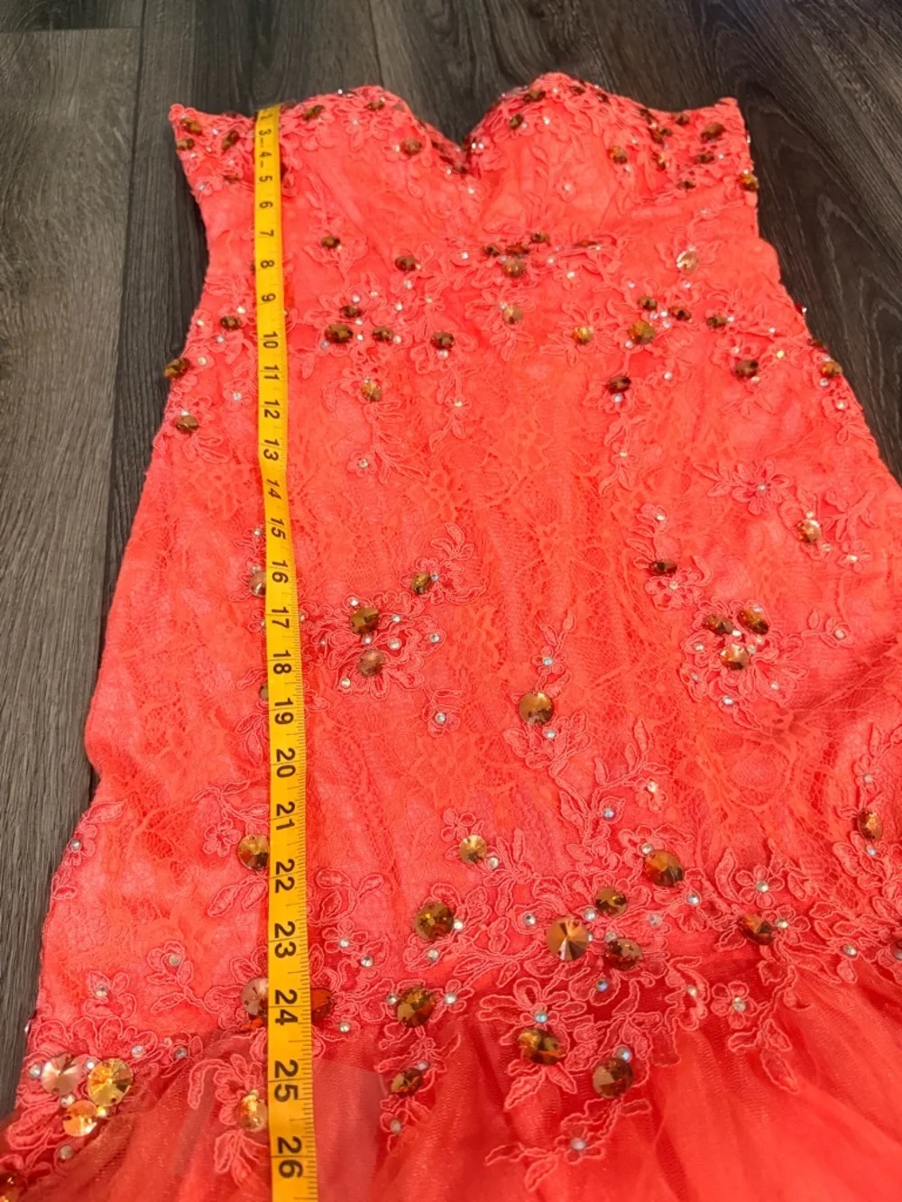 Anny Lee Coral Lace Mermaid Prom Dress Beaded Formal Gown Small Pageant Event - Picture 8 of 16